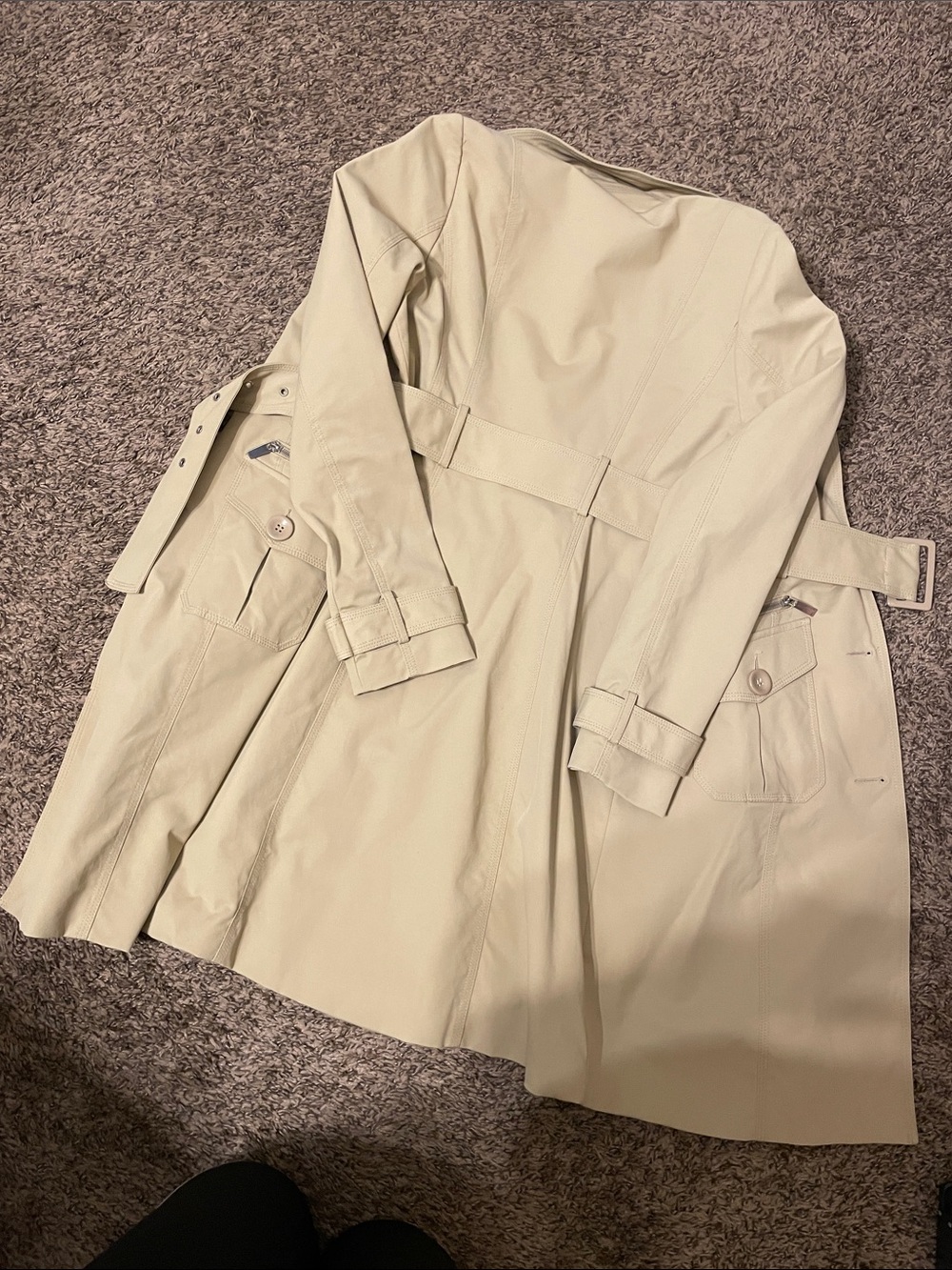 New York & Company Light Beige Trench Coat with Belt - Picture 5 of 5